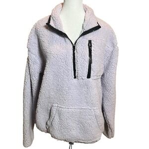 NWT Lilac Sherpa Pullover Jacket Quarter Zip Cozy‎ Soft Fleece Sweatshirt XXL
